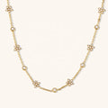 Dingran Waterproof Jewelry Zircon Chain Flower Necklace Gold Plated Stainless Steel Jewelry
