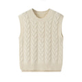 Oem/Odm Custom Cashmere Sweater Vest Winter Ladies Crew Neck Irregular Bottom Cable Knit Sleeveless Vest Sweater Women