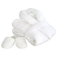 Custom Plain White Terry Toweling Bathrobe 100% Cotton Thermal Bath Robe and Slipper Set for Luxury 5 Star Hotel Spa Bathroom