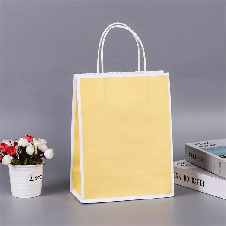 Printed Logo Kraft Paper Bag White Brown Craft Shopping Gift Bag with Lamination for Supermarket Promotion