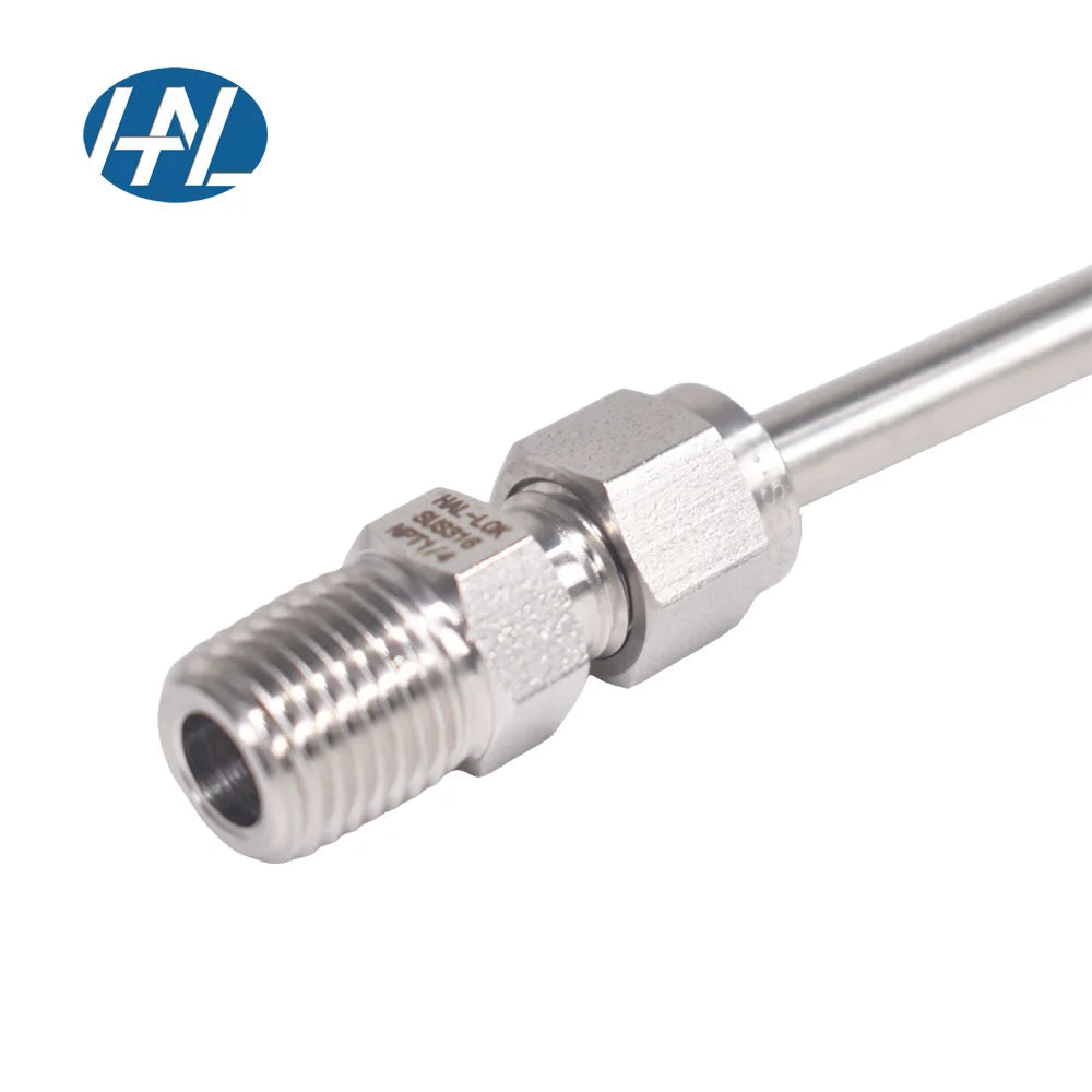 1/2" X 10MM NPT Double Ferrule Compression Tube Union 316L Stainless Steel Male Connector Forged Polished 0-21MPa 1yr HAL-LOK