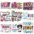 Wholesale Ready to Press Vinyl Labels Colorful Letter Nurse Iron on Decals DTF Heat Transfer Designs Patch Stickers for T Shirts