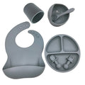 BPA Free New Born Baby Feeding Plate Gift Set Waterproof Silicone Bibs Kids Dining Product