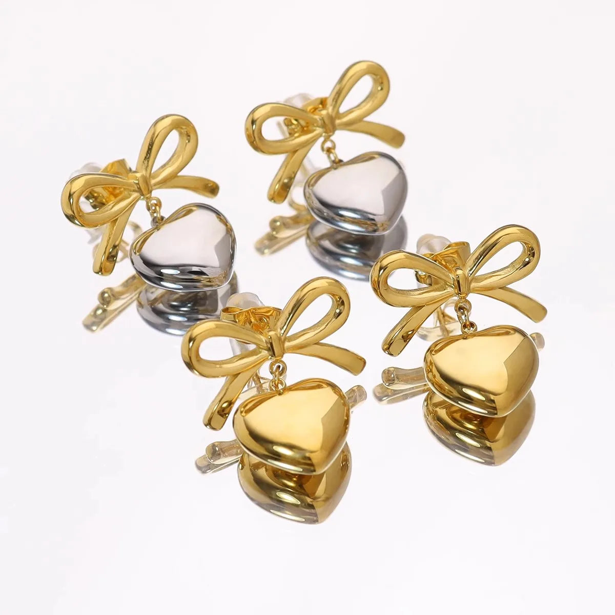 New Trend Bow Design Series Metal Earrings Gold Stainless Steel Bow Pendant Earrings for Women Jewelry Party Gift Souvenir