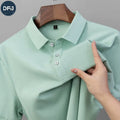2025 New Summer Men's Casual Business for  Shirt Breathable Short-Sleeved Knitted T-Shirt Loose Embroidered Solid Style