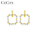 CZCITY Geometric Square Zircon Earing Drop Statement Gold Plated Bohemian Big Pin Earring