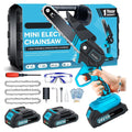 6 Inch Cordless Battery Powered Mini Chainsaw Industrial/DIY Electric Chainsaw 2 Batteries Chains Tree Trimming Wood Cutting