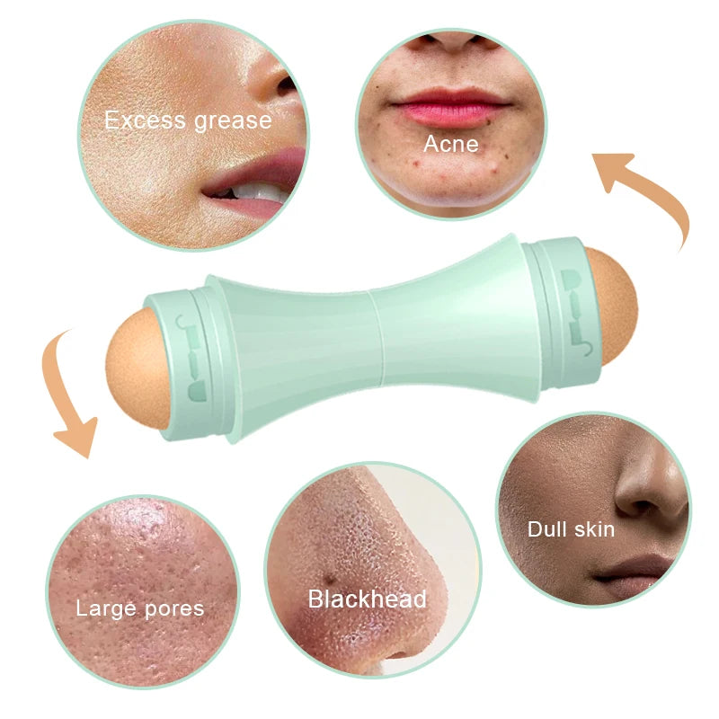 Private Label Volcanic Reusable Oil-absorbing Roller Facial Grease Removal Stone Oil Control Roller