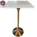 Square White Marble Top Cocktail Table Golden Stainless Steel Tulip Base