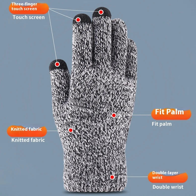 Men and Women's Knitted Warm Gloves with Cotton Thread for Non-slip for Touch Screen for Outdoor Daily Use in Winter
