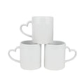 Custom White Ceramic Mugs Heart-Shape Handle 350ml Capacity Dishwasher Microwave Safe Sublimation Advertising Classic Style Home