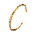 BM Hypoallergenic Non Tarnish Jewelry Women Gold Titanium Steel Twisted Bangle