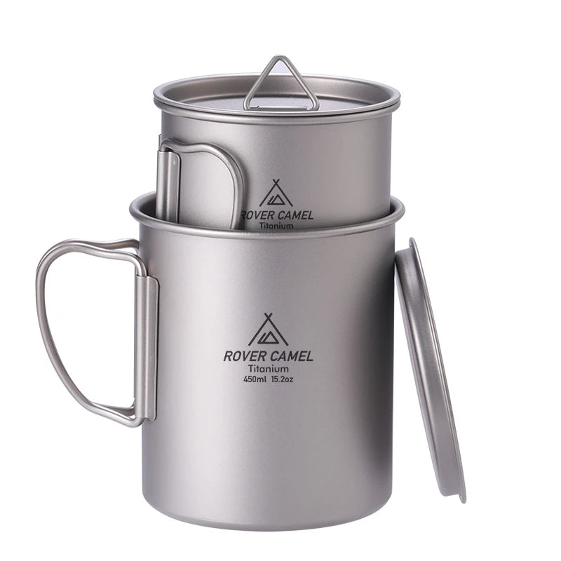 Titanium Cup Pot  Mug with Handle Portable Camping Picnic Water Cup Tableware Travel Coffee Tea Pot