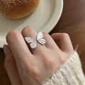 Dainty Women Jewelry Open Adjustable Rings 925 Sterling Silver butterfly Rings