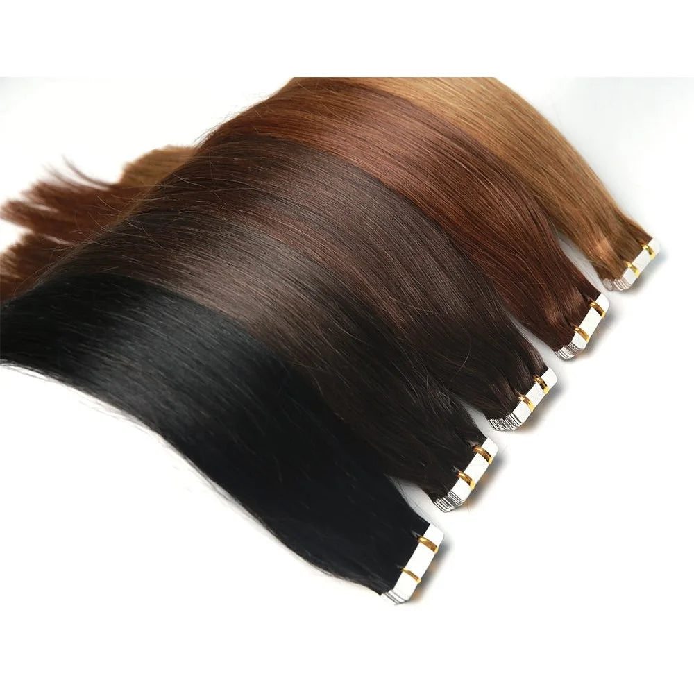Wholesale Natural Raw Indian Tape Hair Double Drawn 12a Grade European Virgin Remy Tape in Hair Extensions 100 Human Hair