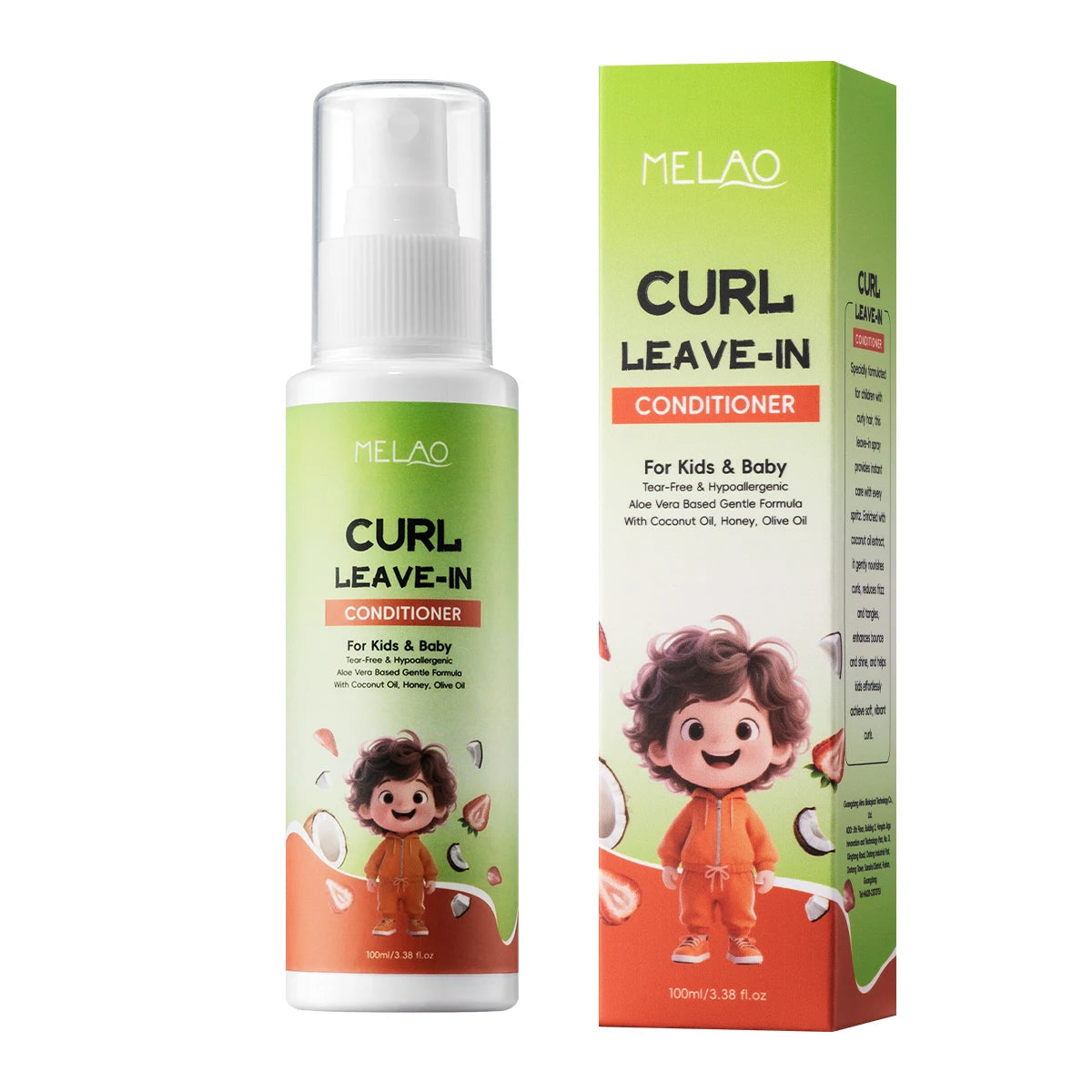 MELAO Leave in Conditioner Hair Spray for Kids Curly Hair Cruelty Free Strengthen Smooth Nourish Control Frizz Conditioner Spray