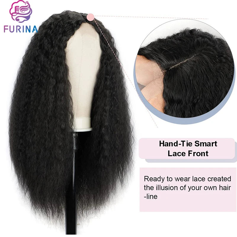Wholesale Fashion Trend Black Kinky Straight Human Hair Lace Frontal High Quality Wigs for Black Women