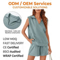 Women's Casual Summer 2-Piece Sweatshirt Shorts Suit Loose-Fitting Polyester Above Knee Sleeveless Pockets Solid  Wholesale