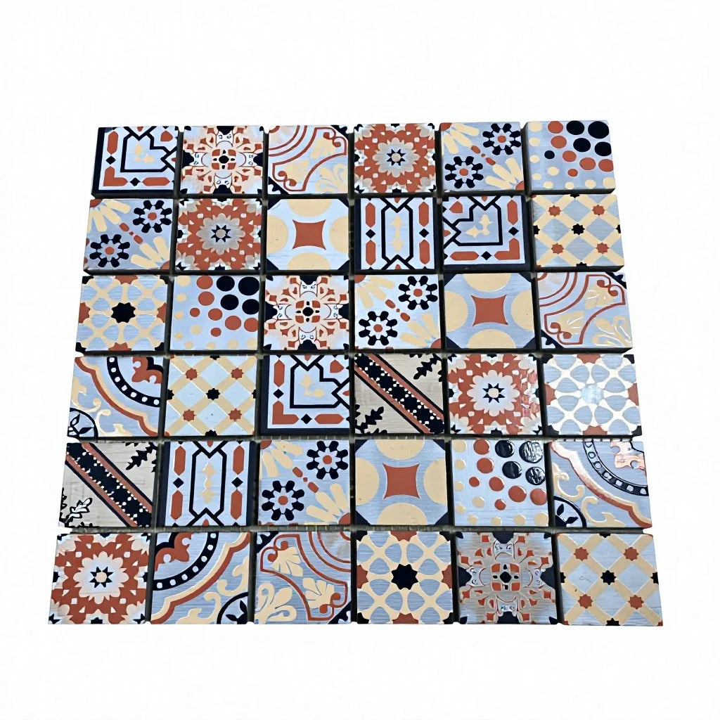 square Inkjet Classic Moroccan Design Colorful Marble Porcelain Material Mosaic Backsplash Living Room Moroccan Style Wall Tile