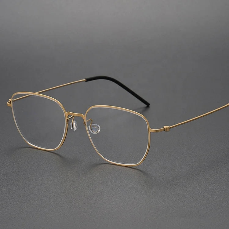High Quality Pure Titanium Vintage Unisex Spectacle Frame Square 2024 OEM Metal Optical Glasses Gold Frame