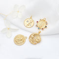 New Arrival 14K Gold Plated Face Lion Multi Color Zircon Round Charm for Jewelry Making