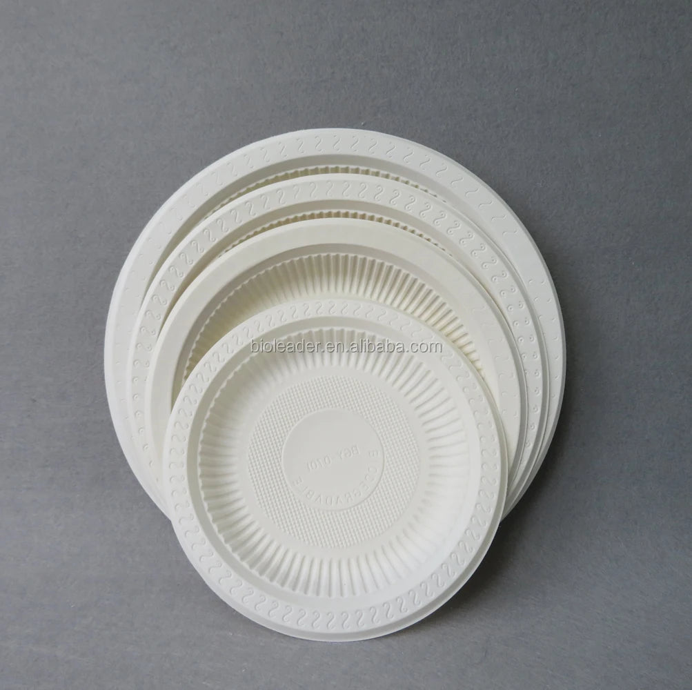 Eco-Friendly Disposable Biodegradable Cornstarch round Plates Commercial Buyer for Hotels Environmentally Friendly