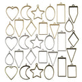 AA00113 Geometric Triangle Heart Charm Photo Frame DIY Metal Hollowed-out Pendant for Key Chain Earring Necklace Jewelry Making
