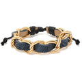 Men Copper Chain Leather Knitting Bracelet GL071