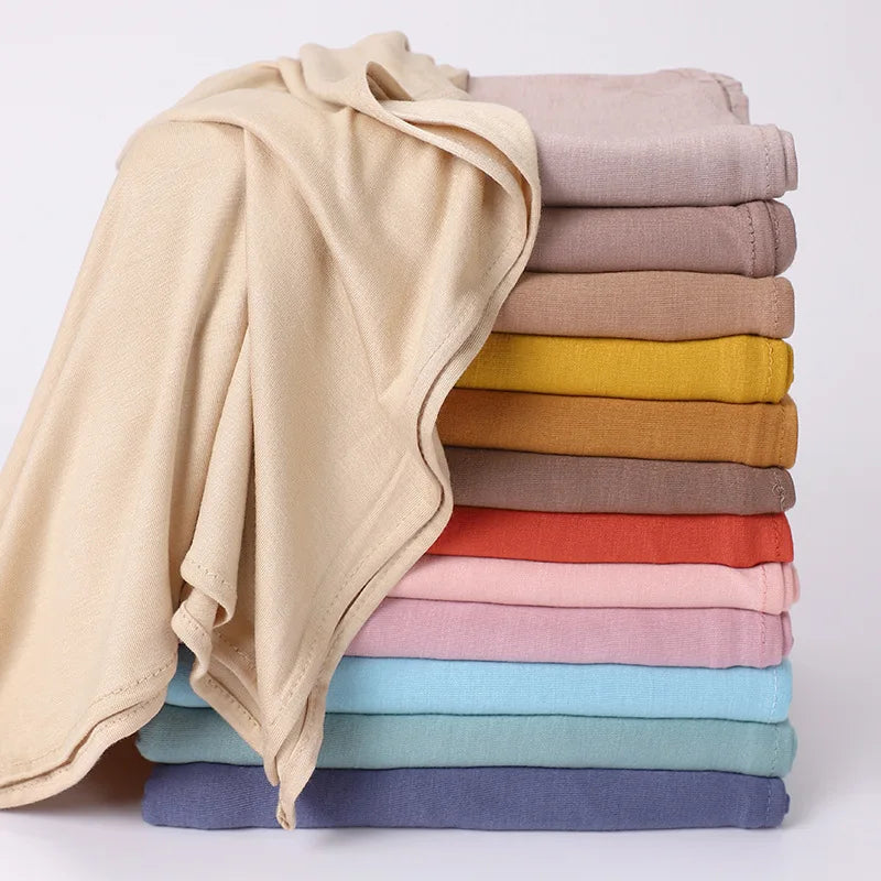 Wholesale Women New Luxury Customize Made  Premium Stretch Jersey Hijab 75*175cm Cotton  Long Jersey Luxe Scarf Shawls