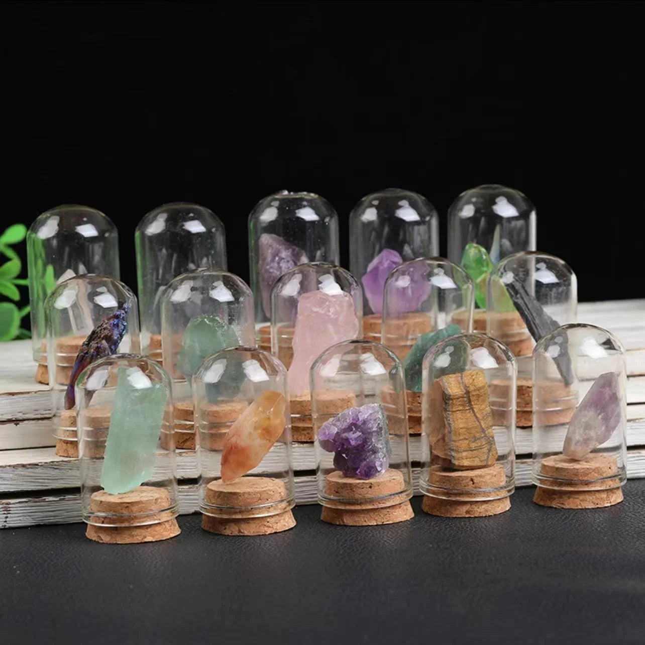 Natural Crystal Wishing Vase Quartz Gemstone Drift Bottle Raw Stone Crystal Mineral Bottle