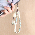 Stone Pearl Beads Mobile Phone Chain Cellphone Strap Anti-Lost Lanyard Hanging Cord Jewelry Keychain Bracelet for Women