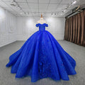 9973-1 New Elegant Evening Dress Short Sleeves Delicate Sequin Blue Long Prom Wear Gown
