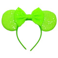 Fluorescent Colors Mouse Ears Headband for Girls Shinny Sequin Bow Hairband Festival Party Cosplay DIY Hair Accessories