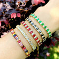 Luxury Non Tarnish 18k Real Gold Plated Adjustable Tennis Chain Colorful Rainbow Cubic Zircon Bracelet Jewelry for Woman