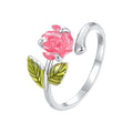 Magic Color Changing Rose Ring 925 Sterling Silver Adjustable Open Band Ring for Women Unique Party Jewelry Gift BSR472
