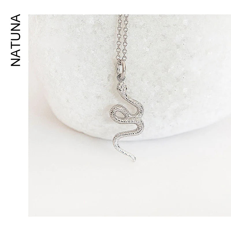 925 Sterling Silver Necklace 2023 Fashion Jewelry Custom Snake Shaped Pendant Colar De Prata 925 Statement Jewelry