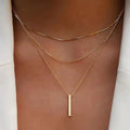 Classic Metal Layer Snake Chain Necklace Gold Rectangular Pendant Necklace for Women Beach Resort Party Dance Jewelry Gift