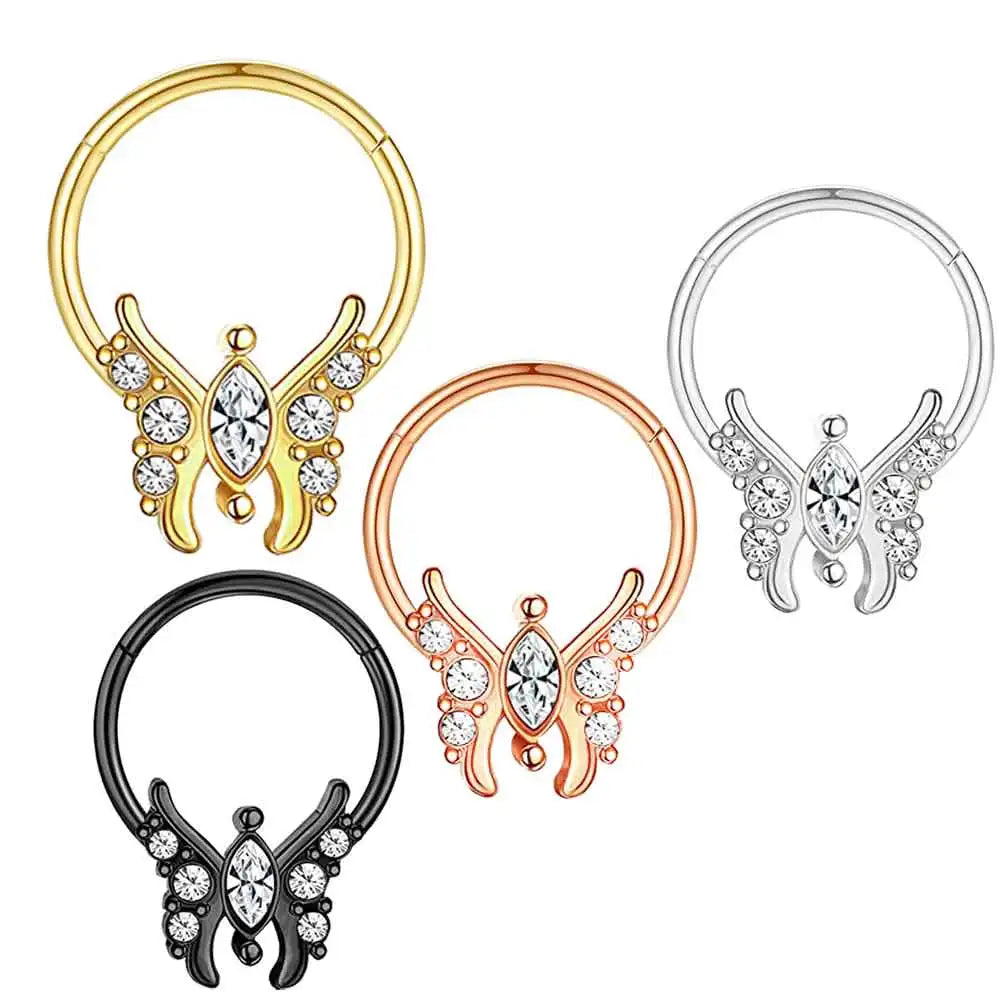 Daith Earrings 16G Stainless Steel Cartilage Helix Tragus Nose Hoop Piercing Jewelry 8MM 10mm Silver Gold Rose Gold Black Plated