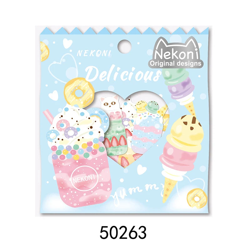 Nekoni Food Kawaii Paper Stickers Pack Kids Decal Decorative Cute Decals Adhesive Decals for Cartoon Custom Stickers
