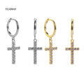 FUAMAY Real Gold Plated Statement Earrings Aretes De Moda Cross Drop with Zircon for Wedding Party Gift
