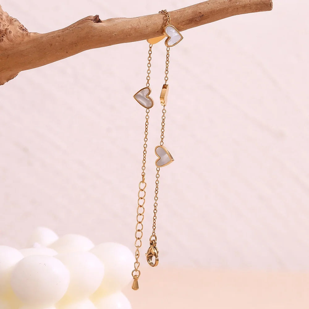 Valentines Day Heart Jewelry Shell Bracelets Gold Plated Fashion Jewelry Bracelets Stainless Steel