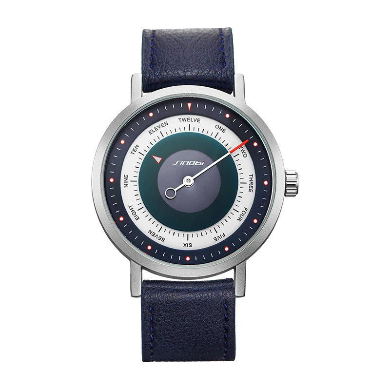 Sinobi Luxury Leather Alloy Fashion Men's Waterproof Quartz Watch OEM Wholesale S9809G