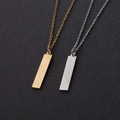 Customizable 18K Gold Plated Mirror Stainless Steel Rectangular Laser Pendant Necklace Geometric Blank Design for Children