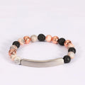 Wholesale Yoga Chakra Crystal Healing Spiritual Lava Rock Bracelet Pink Zebra Jasper Essential Oil Diffuser Bracelet