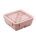 Tendy BPA Free Wheat Straw Plastic Kids School Bento Lunch Box Food Container with Cutlery