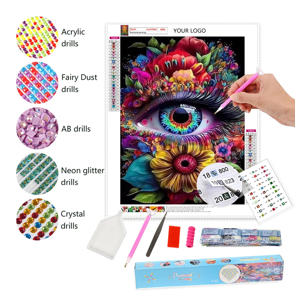 Diamond Paintings New Velvet Canvas Diamond Art Painting Floral Eye DIY ab Drills Diamond Painting Set
