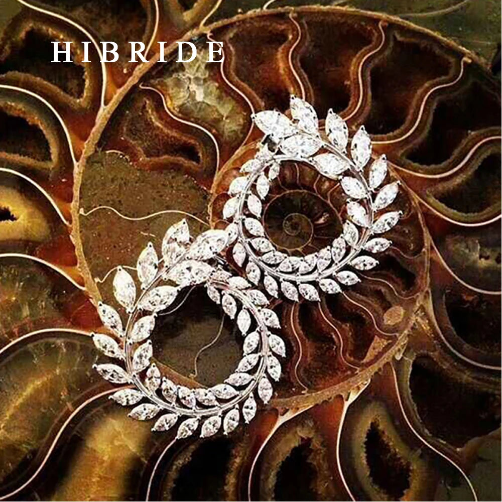 Big Brand Luxury Clear Cubic Zirconia Stud Earrings White/Rose Gold Color CZ Stone Earings for Women/Lady Jewelry HE0003