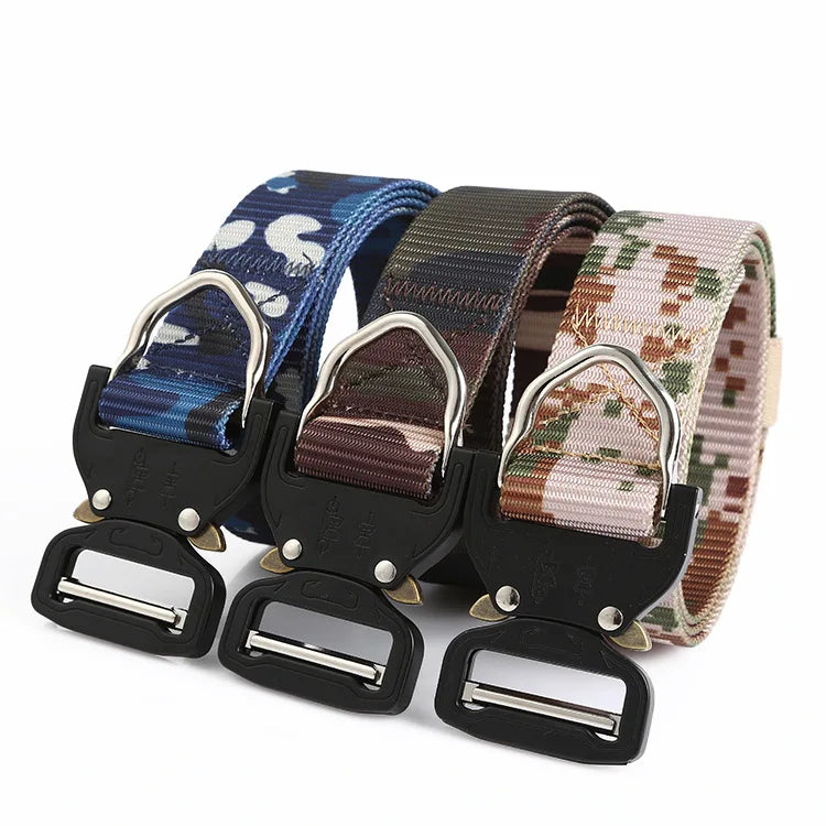 New Fashion Men's Fabric Belts Camouflage Alloy Woven Nylon Release