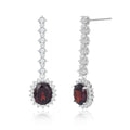 YBO Women's Fashion Jewelry 925 Sterling Silver Natural Gemstone Garnet Drop Earrings Stylish for Weddings and Parties