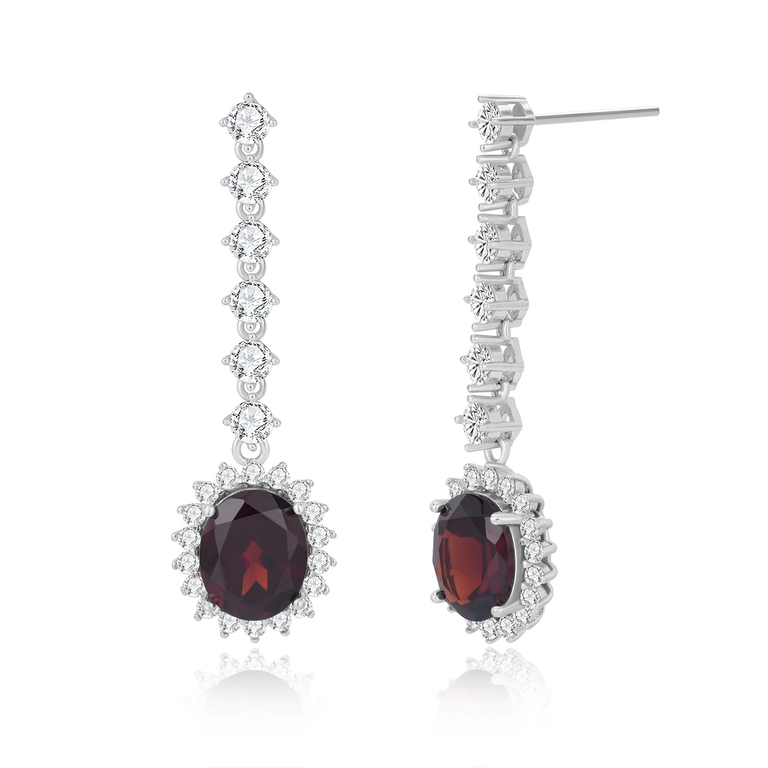 YBO Women's Fashion Jewelry 925 Sterling Silver Natural Gemstone Garnet Drop Earrings Stylish for Weddings and Parties